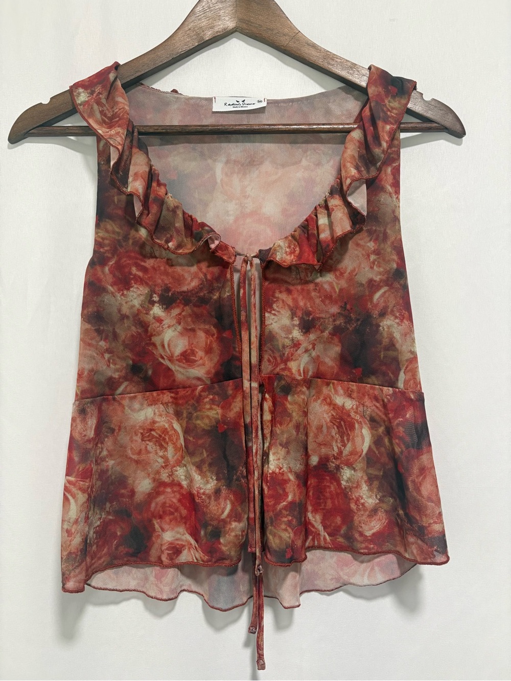 Rebellious Dreamer Floral Mesh Peplum Tank Top Medium